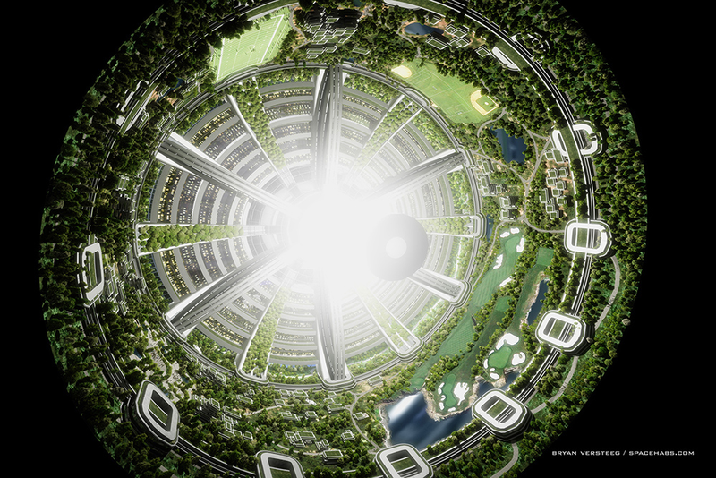 Illustration for article titled What a space city would actually look like in real life
